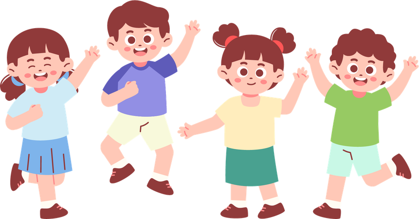 Happy Children standing together  Illustration