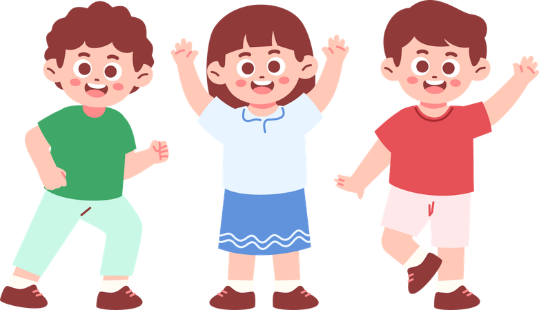 Happy Children standing together  Illustration