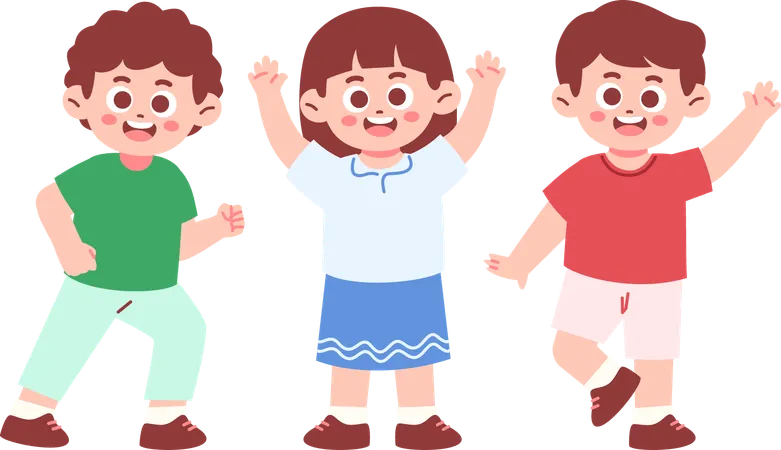 Happy Children standing together  Illustration