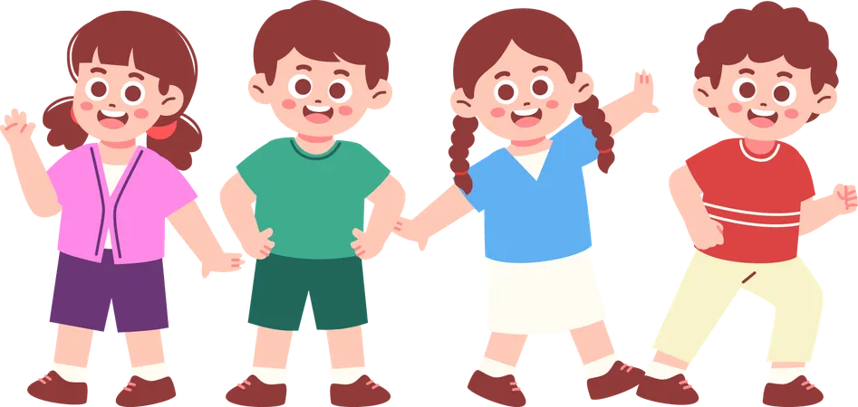 Happy Children standing together  Illustration