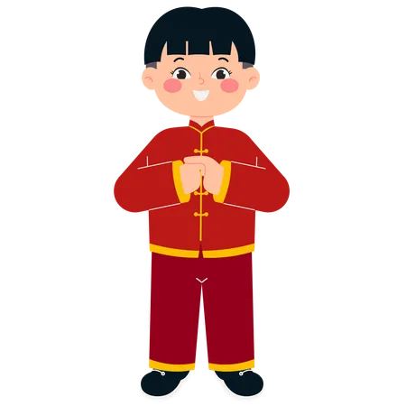 Happy Chinese Boy  Illustration