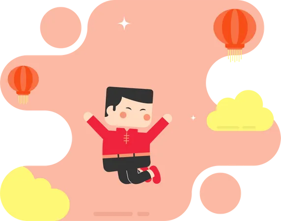 Happy Chinese Boy  Illustration
