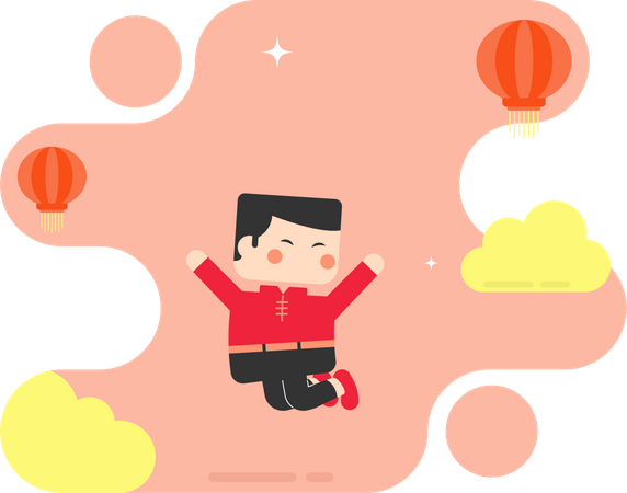 Happy Chinese Boy  Illustration