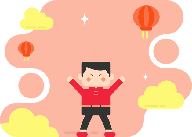 Happy Chinese Boy  Illustration