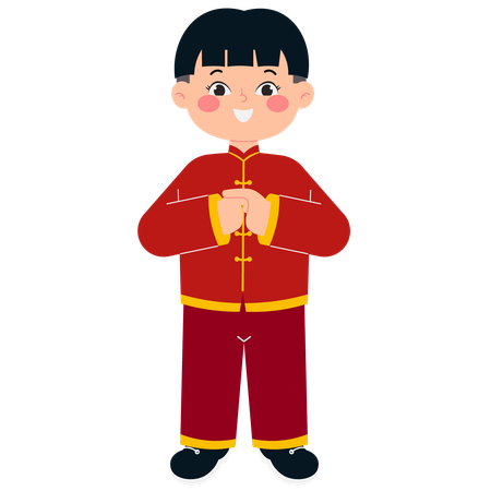 Happy Chinese Boy  Illustration