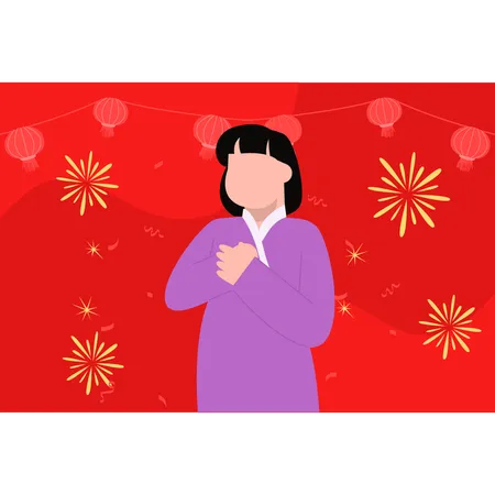 Happy chinese girl  Illustration