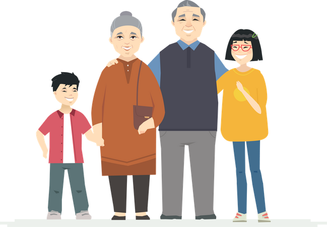 Happy Chinese grandparents  Illustration