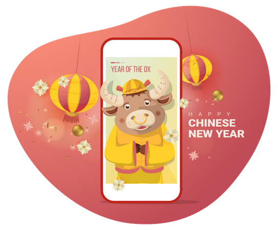 Happy Chinese New Year  Illustration