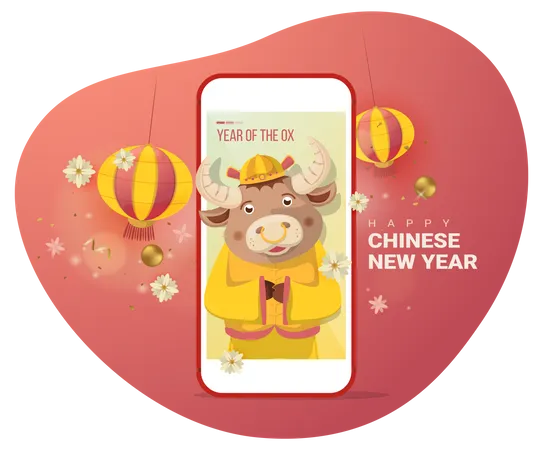 Happy Chinese New Year  Illustration