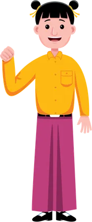 Happy Chinese Woman Student standing  Illustration