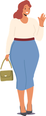 Happy Chubby Woman  Illustration