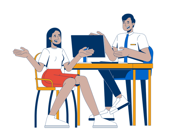 Happy client talking with financial advisor  Illustration