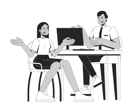 Happy client talking with financial advisor  Illustration