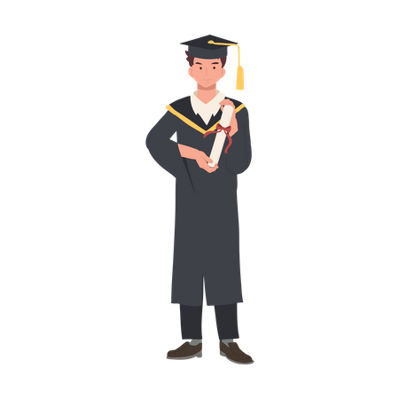 Happy College Student Receiving Degree at Graduation  Illustration