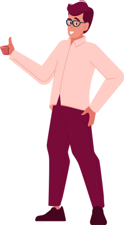 Happy Confident Man Show Thumb Up Satisfied Successful Male Character Show Approval Hand Gesture And Express Confidence Businessman Customer Student Person Cartoon People Vector Illustration Illustration