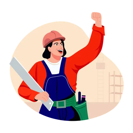 Happy construction employee  Illustration