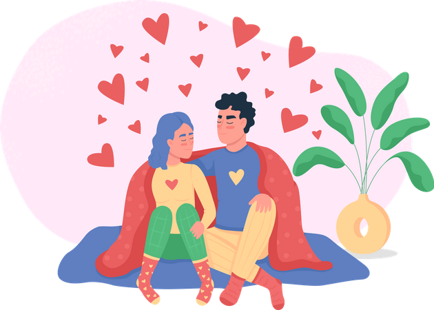 Happy couple at home Illustration