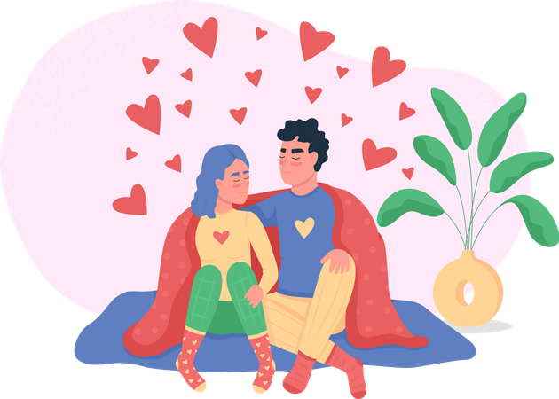 Happy couple at home  Illustration