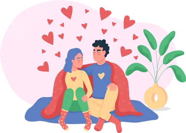 Happy couple at home  Illustration