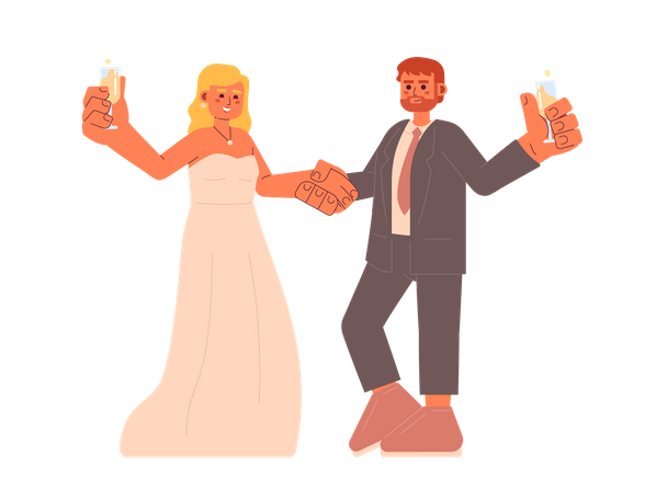 Happy couple celebrating wedding anniversary  Illustration