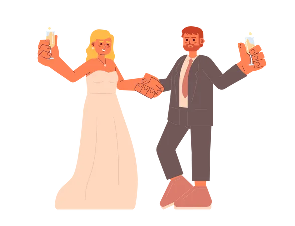 Happy couple celebrating wedding anniversary  Illustration