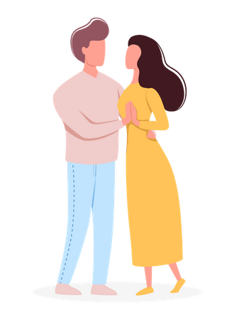 Happy couple dancing together Illustration