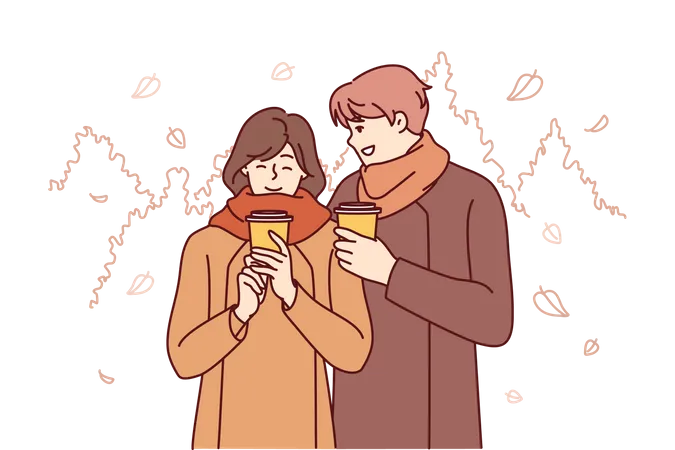 Happy couple drinking coffee  Illustration