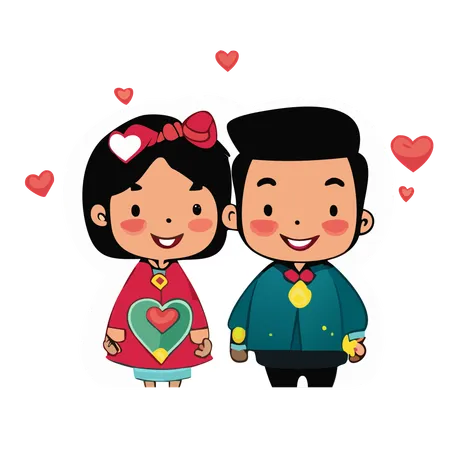 Happy couple giving standing pose  Illustration