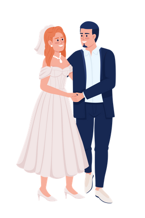 Happy couple holding each other hands Illustration