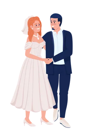 Happy couple holding each other hands Illustration