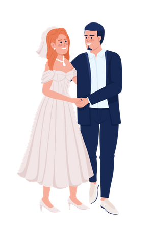 Happy couple holding each other hands  Illustration