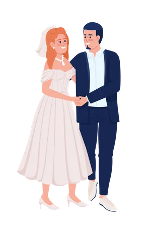 Happy couple holding each other hands  Illustration