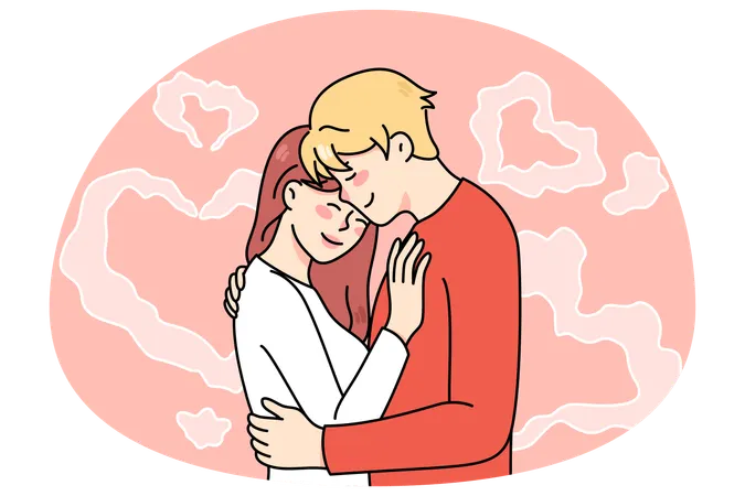 Happy couple hug show love and affection  Illustration
