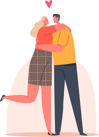 Happy couple hugging Illustration