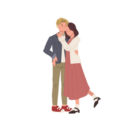 Happy Couple hugging each other Illustration