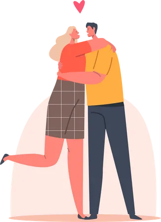 Happy couple hugging  Illustration