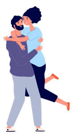 Happy couple Hugging  Illustration