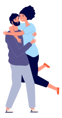 Happy couple Hugging  Illustration