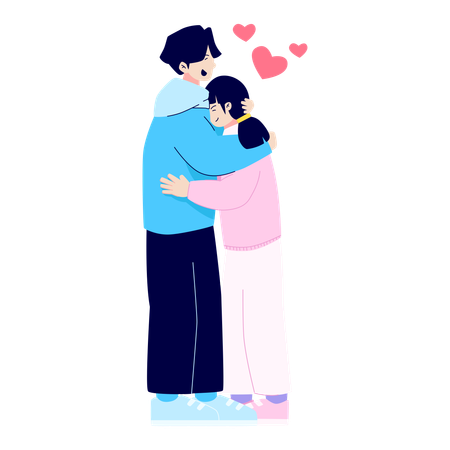 Happy couple hugging in love  Illustration