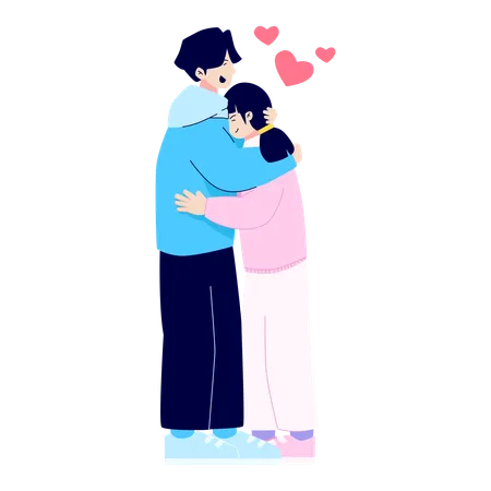 Happy couple hugging in love  Illustration