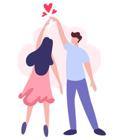 Happy couple in love doing dance  Illustration