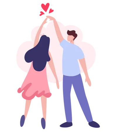 Happy couple in love doing dance  Illustration