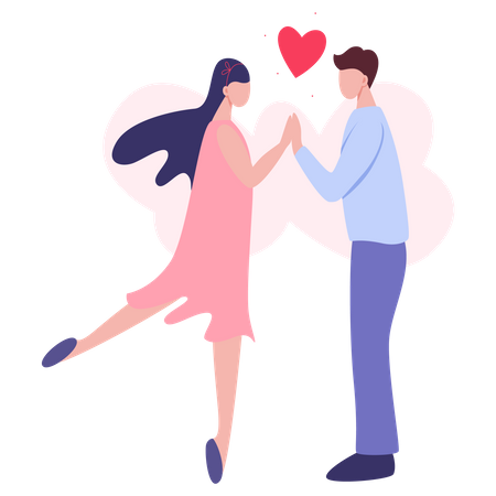 Happy couple in love holding hands  Illustration