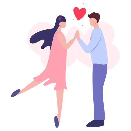 Happy couple in love holding hands  Illustration