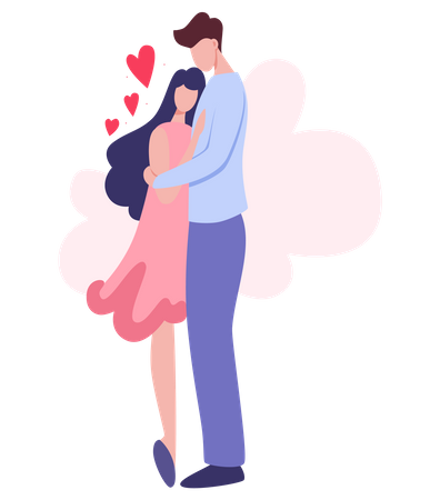 Happy couple in love hugging each other Illustration