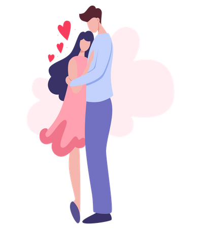 Happy couple in love hugging each other  Illustration