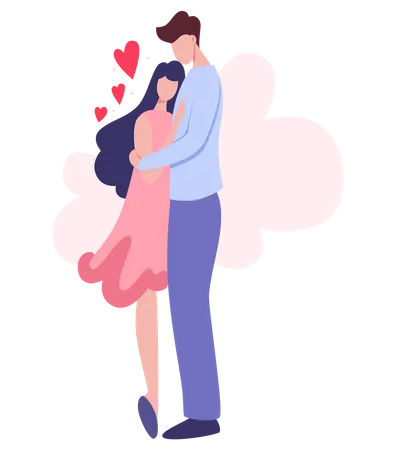 Happy couple in love hugging each other  Illustration