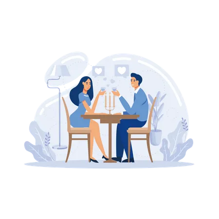 Happy couple in love on romantic date  Illustration