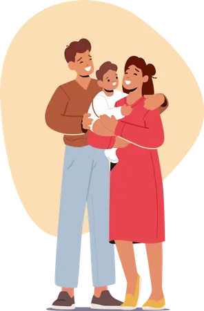 Happy couple in sweet family  Illustration