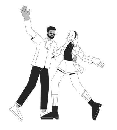 Happy couple is dancing  Illustration